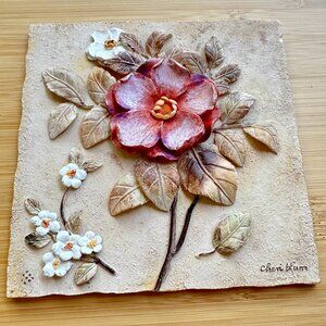 Cheri Blum Floral Ceramic 3D Wall Plaque